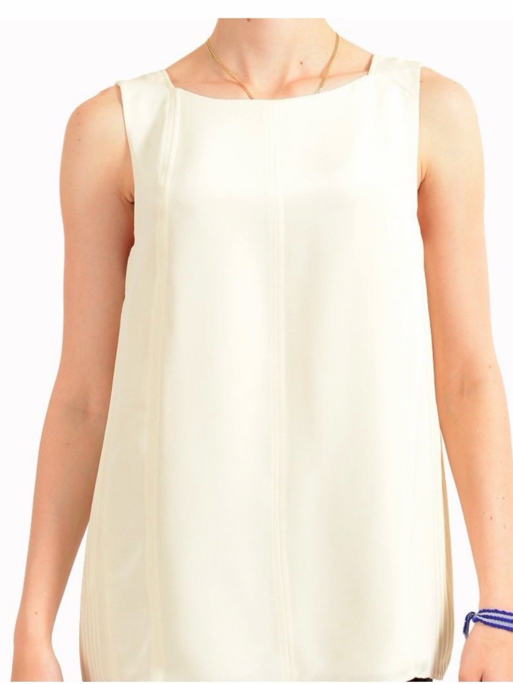 HUGO BOSS WOMEN'S "ECOIA" IVORY 100% SILK SLEEVELESS BLOUSE TOP US  8 IT 44